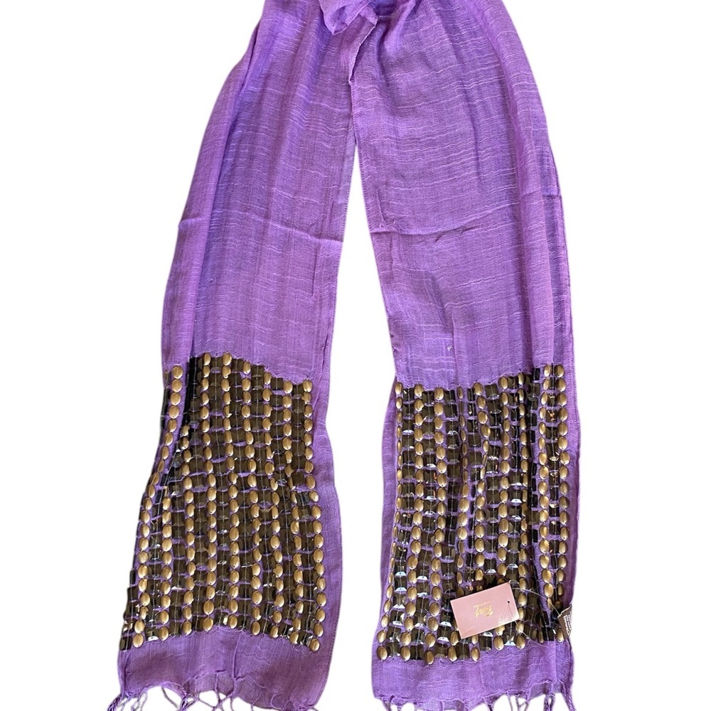 RAJ NWT Elegant Purple and Gold Women's Scarf- Made in India